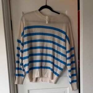 Madewell “Responsible Cashmere” Striped Blue and Cream Sweater